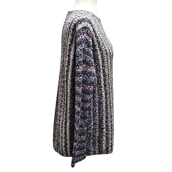 J. Jill Knit Purple Blue and White Vertical Striped Sweater Woman' Size S - Picture 2 of 10